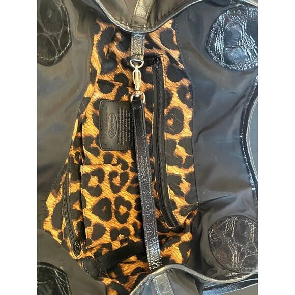 BRIGHTON Black NICHELLE Nylon/Patent Leather Large Tote Handbag Double Strap - Picture 10 of 12